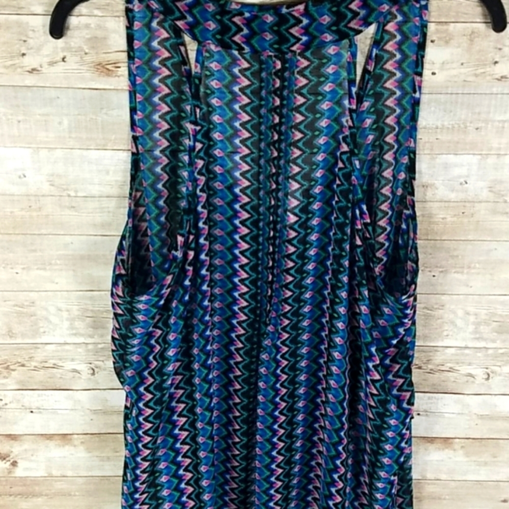 No Boundaries, Multi colored yoke neck top, 2XL - Picture 4 of 8
